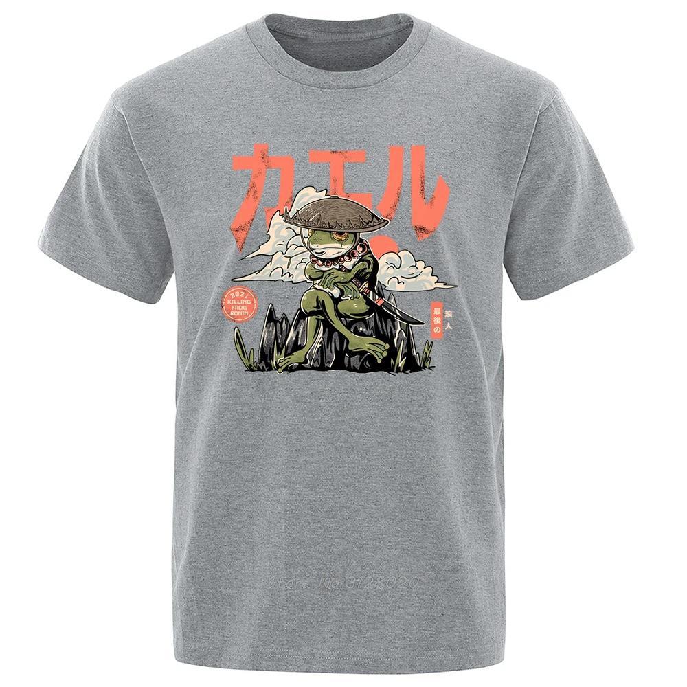 The Last Frog Samurai Anime Print TShirt Men Casual Breathable Tshirt Fashion ONeck Oversized Cotton T Shirt Tees Tops