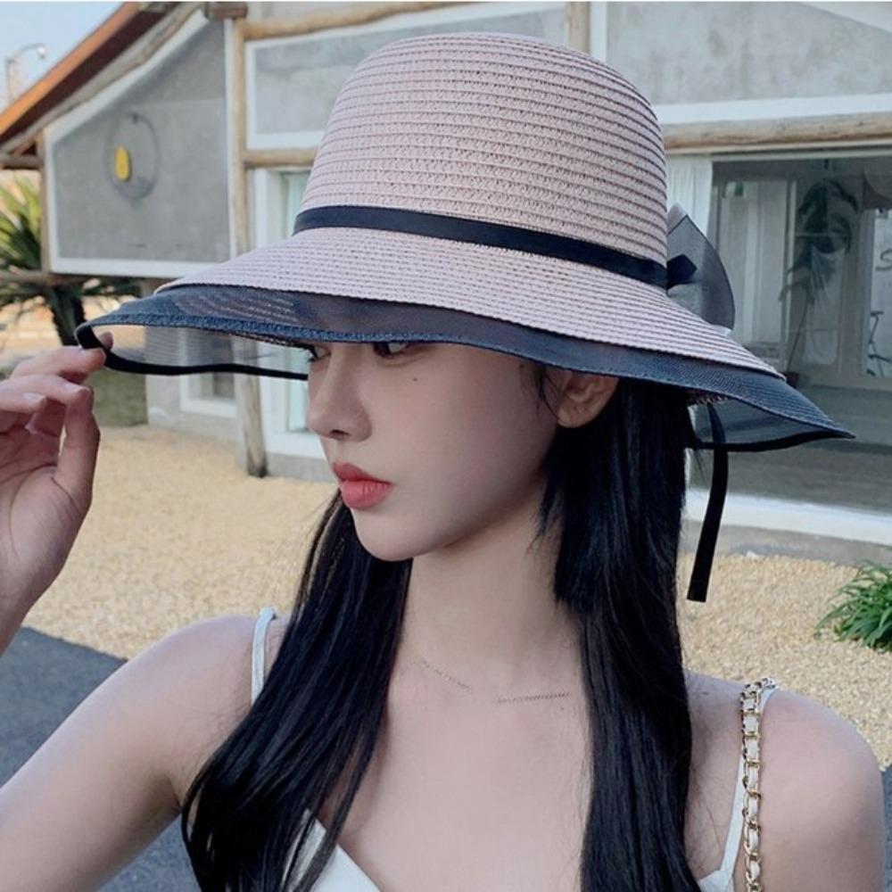 

Bow Sunscreen Cap Breathable Fisherman Hat New Sun Hat