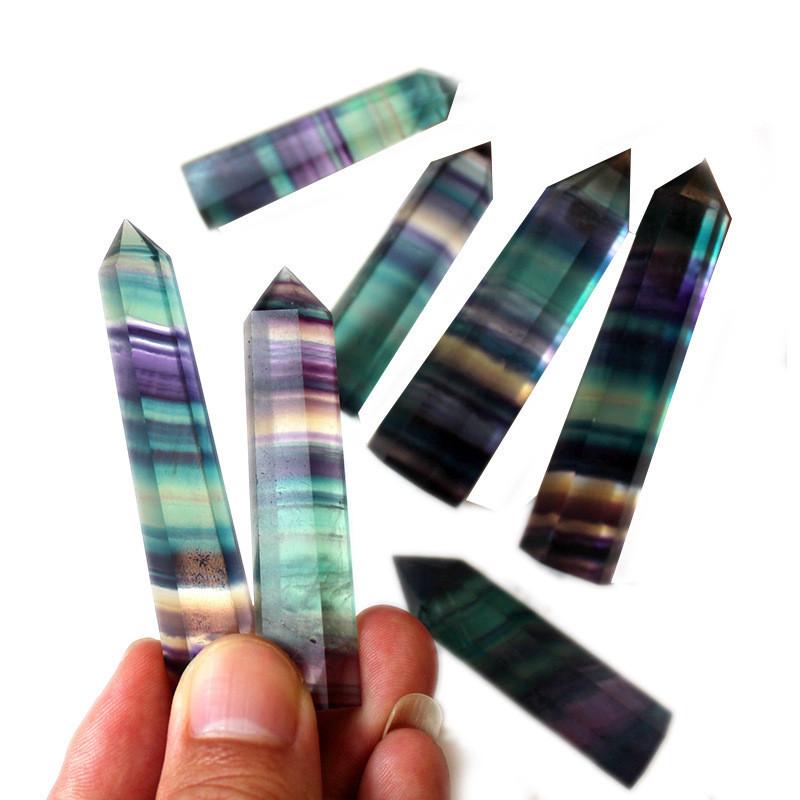 Elegant Natural Fluorite Quartz Crystal Stone Healing Amethyst Hexagonal Wand Point For Wellness And Balance