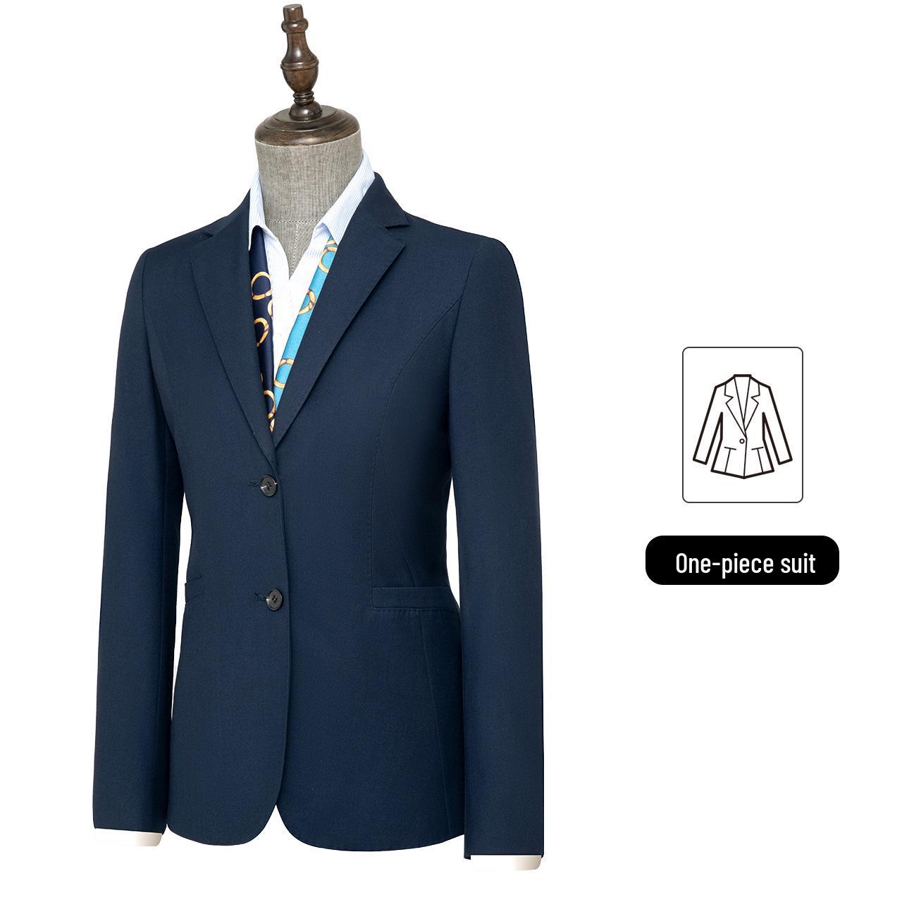 

Темно-синий женский деловой повседневный костюм для профессионалов 160/90