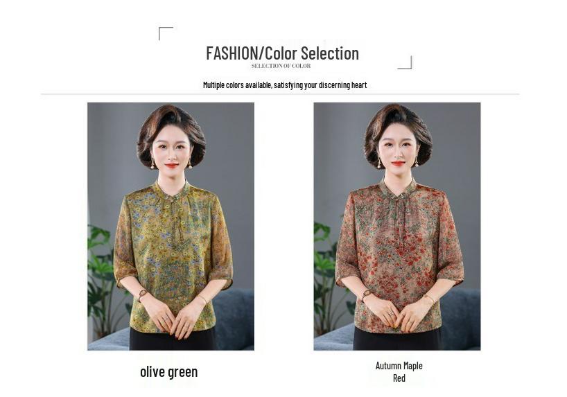 Retro Tang Suit Jacquard Top - Chinese Stand Collar, Age-Defying Cool Style for Mid-Aged & Elderly Women