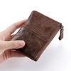 Mens and Women Retro Real Leather Zipper Wallet Card Holder Small Coins Keys Pocket Money Storage Pouch with Chain Key-ring