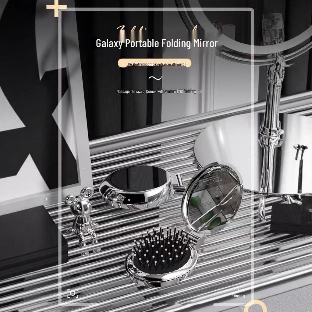 Portable Pocket Folding Comb & Mirror with Airbag Cushion for Smooth Hair and Massage