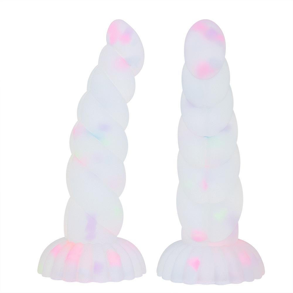 TleMeny Luminous Anal Plug With Sucker Multi Color Silicone Butt Sex Toys Glowing Dark Penis Twist Granules Style Erotic Product