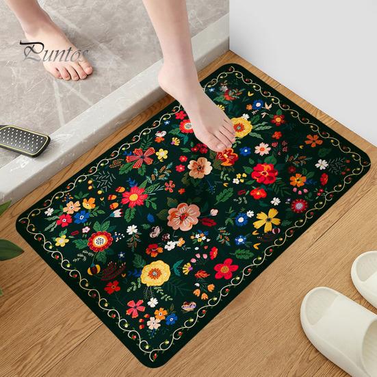 Rohož Koupelnová Podložka Rychloabsorpční Květinový potisk Rychleschnoucí Rozsivek Bahno Protiskluzový Spodní vstupní Koberec Víceúčelový Koberec do vany Sprchový dřez Kuchyňský koberec