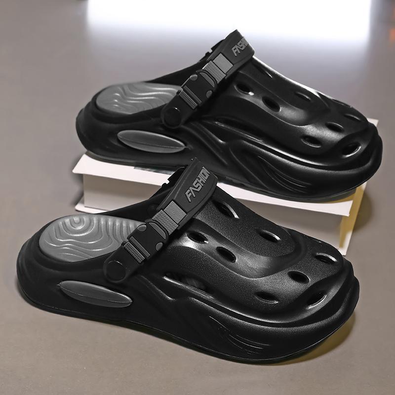 Fashion Men Water-Resistant EVA Slippers Beach-Walking Comfortable Step Sensation Head-Covering Slip-On Sandals Casual Footwear