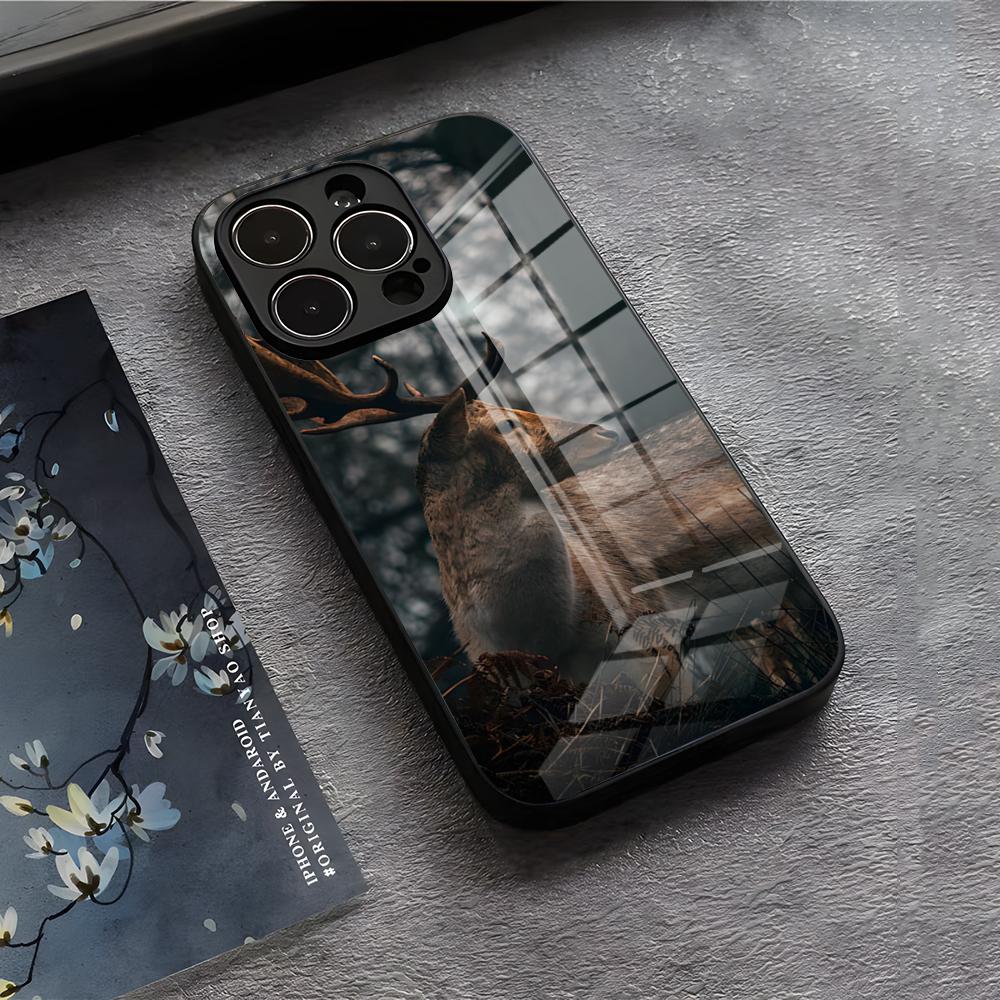 E-Elk Reindeer Phone Case For IPhone 17 Air 16 E Pro Max 15 14 13 Mini 12 Pro 11 Max Plus Black Glass Cover