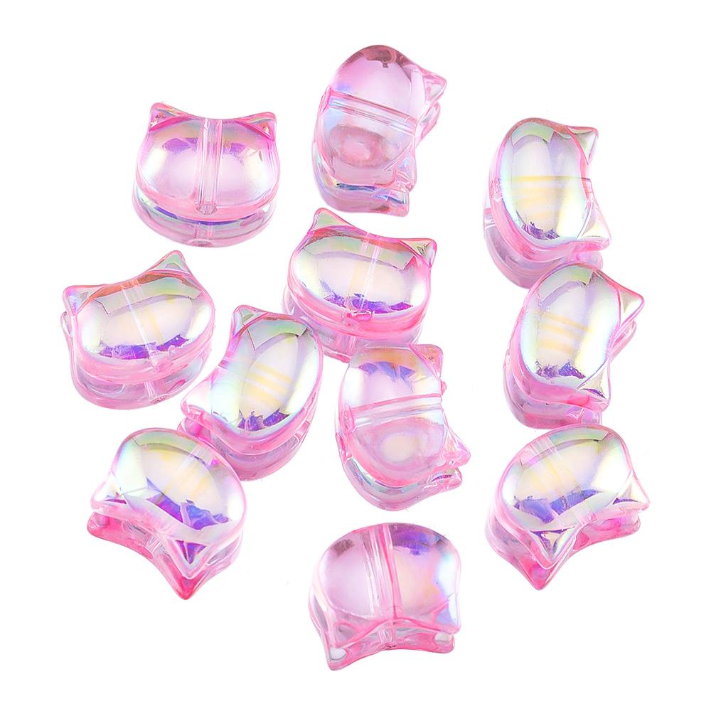 10 Stück 50 Stück Bunte Katzenkopf-förmige Acrylperlen Bunte lose Abstandshalterperlen für die Schmuckherstellung DIY Armband Halskette Zubehör