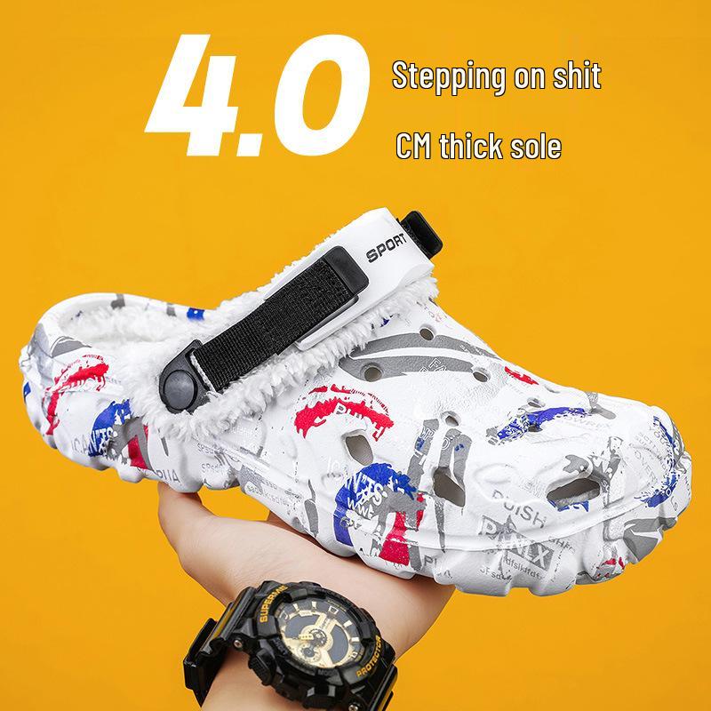 Men's Fleece-Lined Cotton Slippers - Lightweight Plus Size Closed-Toe Shoes