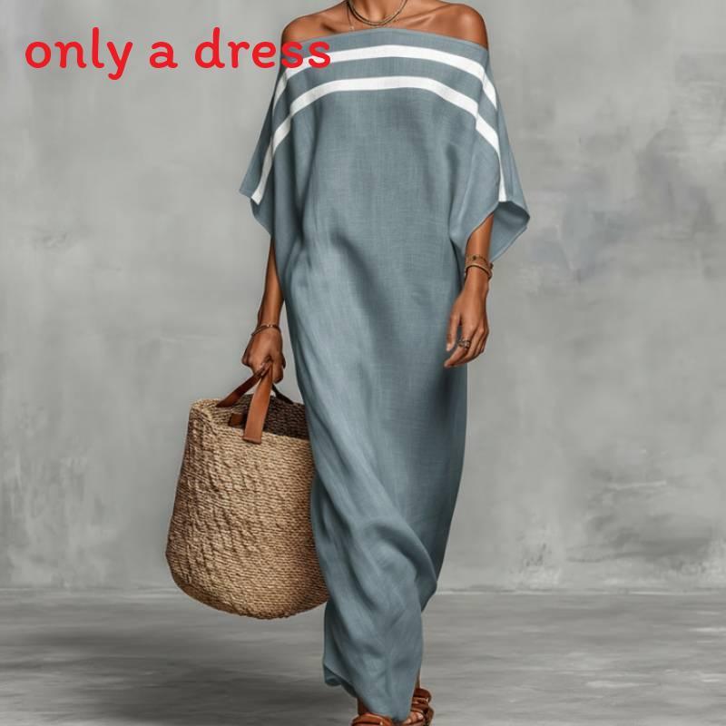 Polyester Striped Loose Fit Dress For Casual Spring Fashion