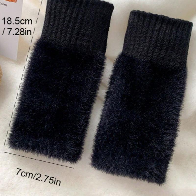 1 Pair New Mink Fleece Half Finger Gloves for Women's Soft Winter Warmth Luxury Solid Color Plush Knitted Fingerless Gloves