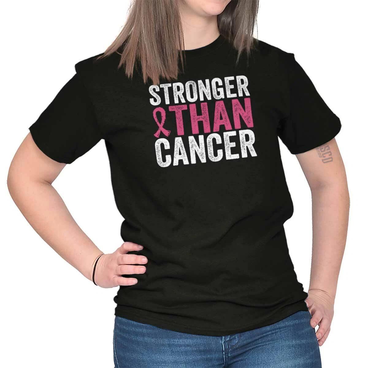 Stronger Than Breast Cancer Pink Ribbon BCA Womens Graphic Crewneck T Shirt Tee XS