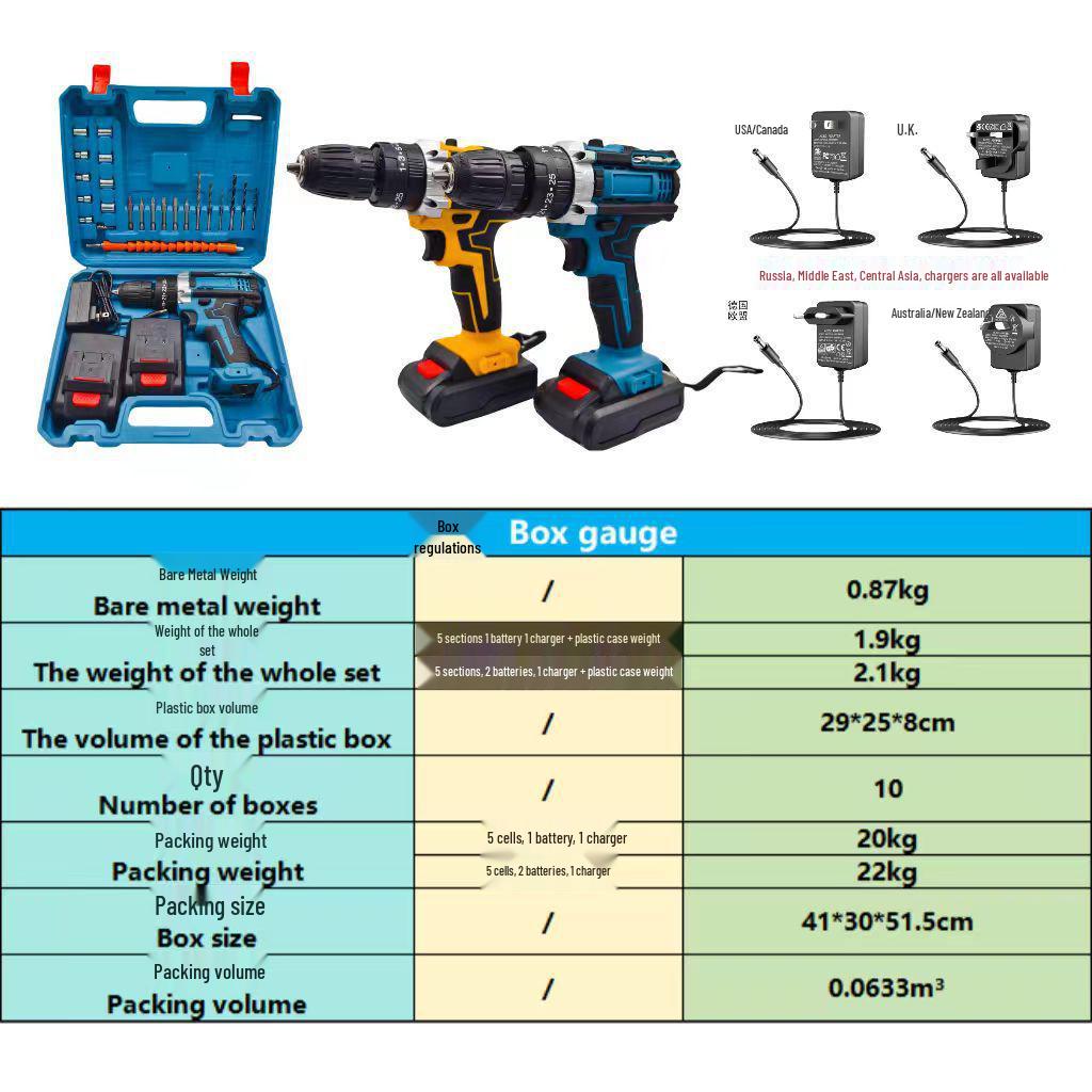 21V Dual-Speed Handheld Impact Drill & Electric Screwdriver with Three Modes