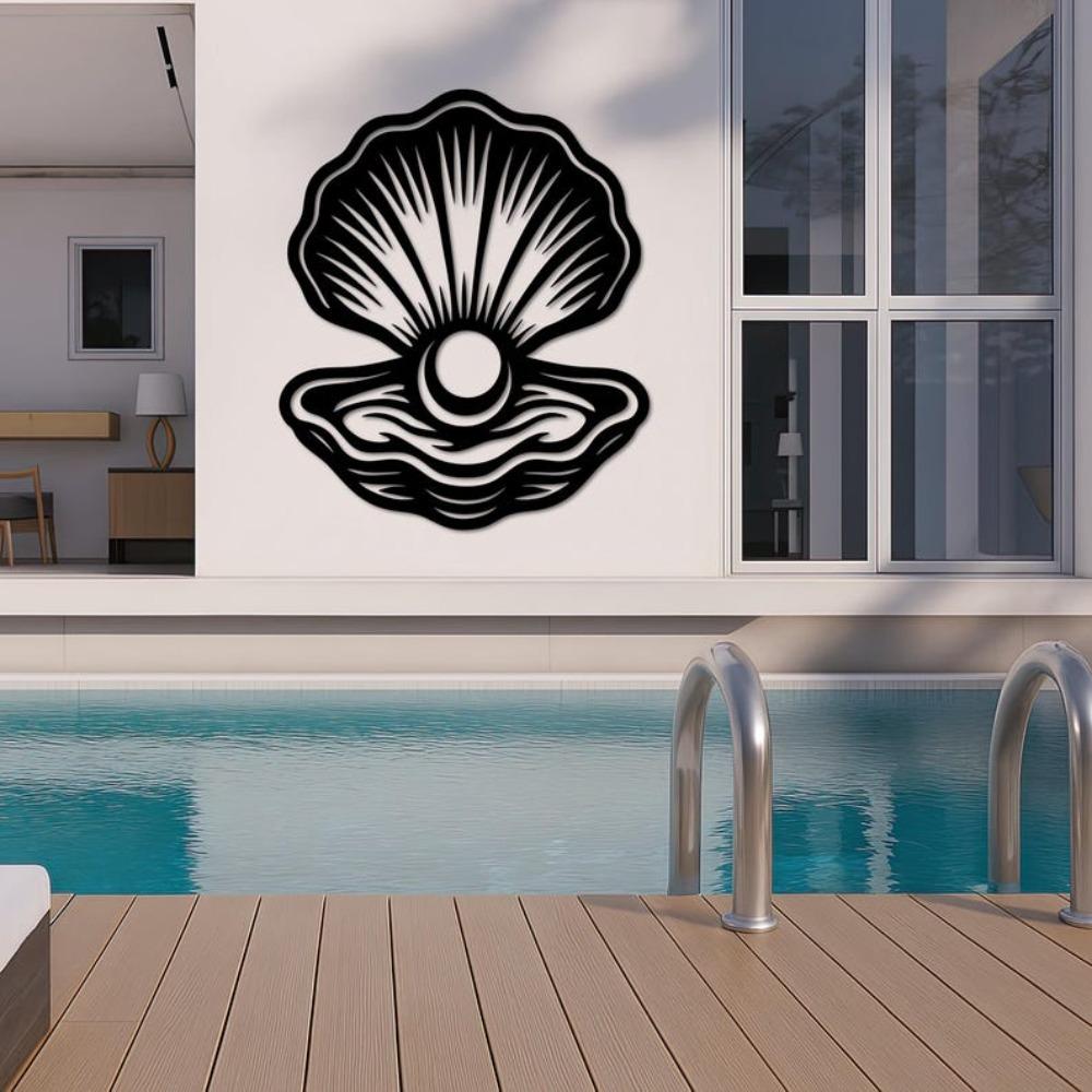 Metal Seashell Wall Art Pearl Oyster Beach House Decor Coastal Ocean Metal Wall Art Sign Sea Lover Gift
