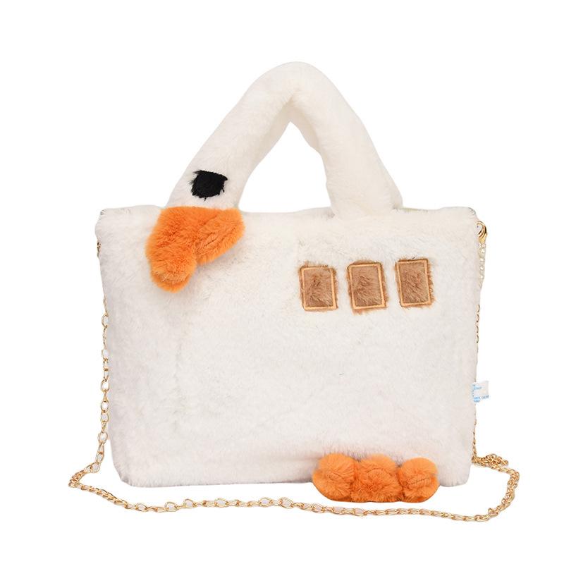 Damen 2025 Gänsekette Plüsch Tragetasche & Schultertasche
