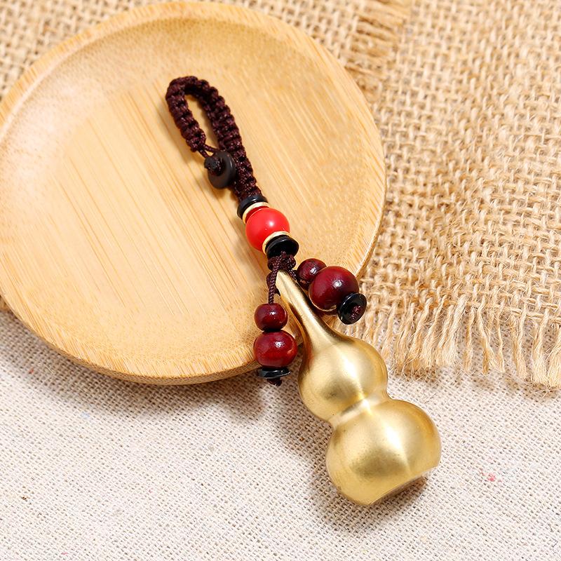 Handmade Copper Hoist Car Keychain Retro Weaving Creative Heart Sutra Key Pendant Men's and Women's Car Keychain Gifts