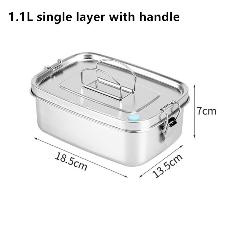 304 Stainless Steel Bento Lunch Box for Kids Adults Portable Double Layer Sealed Food Storage Containers for Work Picnic Tablewa