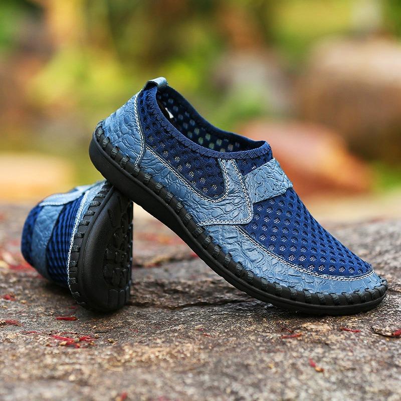 Summer Men's Shoes Mesh Casual Leather Shoes for Men Outdoor Water Shoes Breathable Flat Mens Sandals Plus Size 38-50