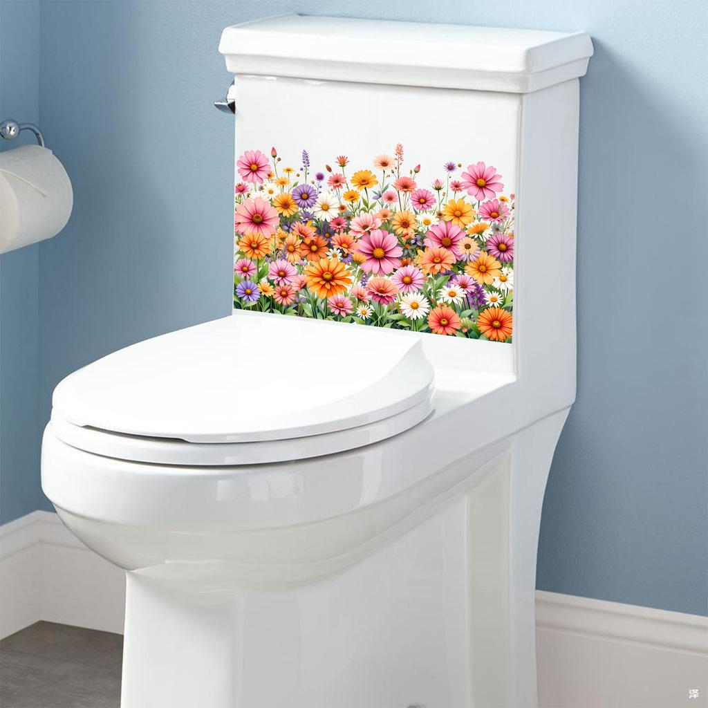 Fresh Colorful Floral Wall Sticker Self-Adhesive Removable Bathroom Spring Home Decor Warm Atmosphere Art
