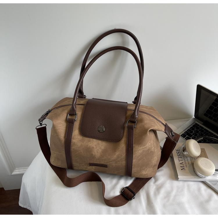 Large Capacity Tote Bag 2025 Women's Korean New Fashion Casual Shoulder Messenger Bag Retro Handbag