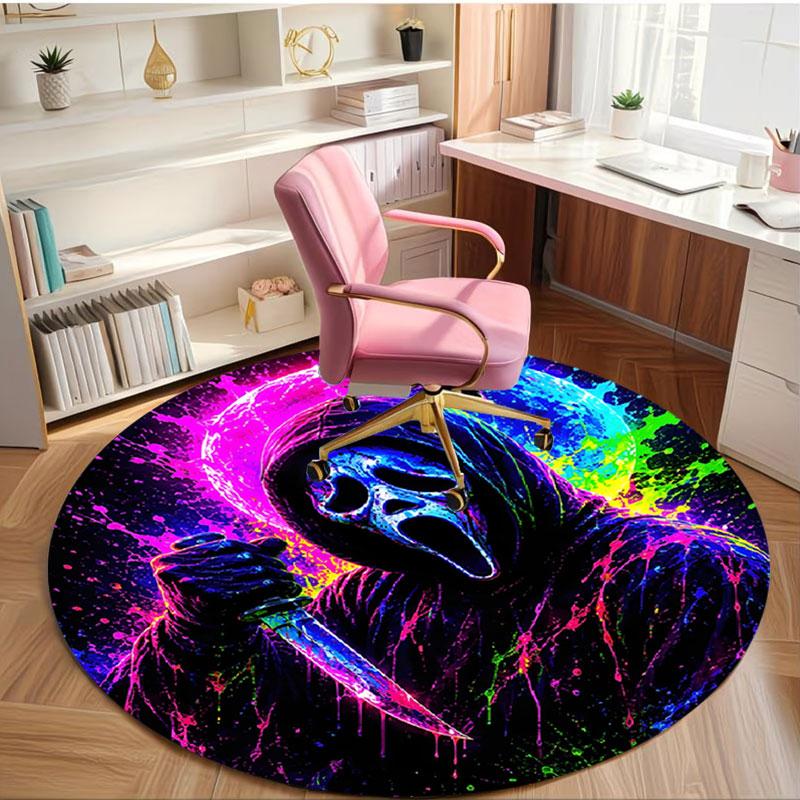Ghostface Print Round Rug, Washable Floor Carpet, For Entryway Dorm Laundry Room Office Study, Home Decor Birthday Christmas Gift