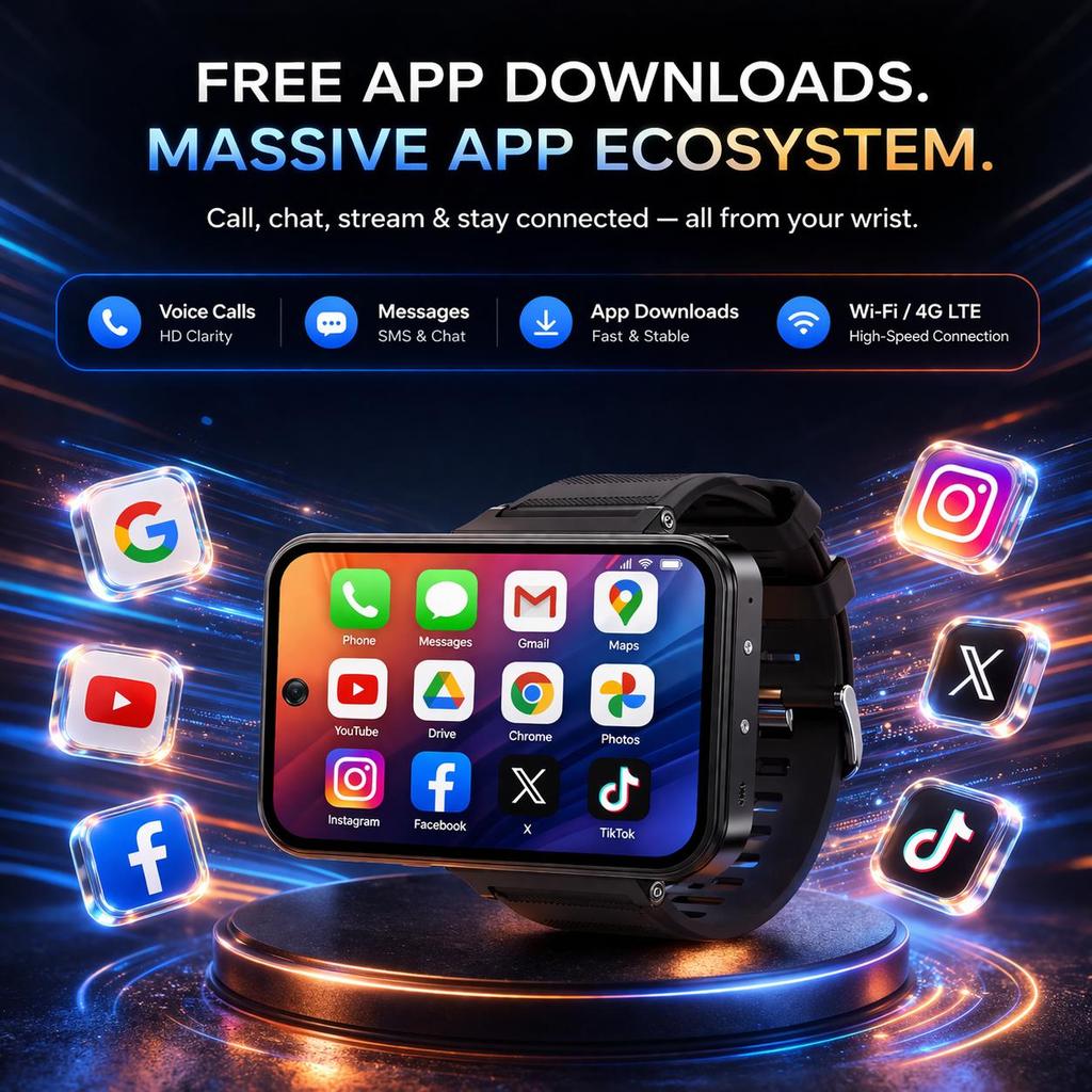 4G Smart Watch Phone UBABAI Android 12 4G Dual SIM 8GB+256GB WIFI GPS