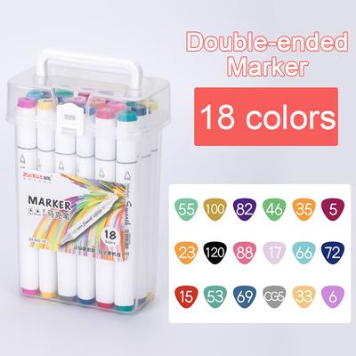 Colorful Double-ended Marker Smooth Creation Fiber Nib Pen Cap with Color Code Comfortable Grip Student Painting Study