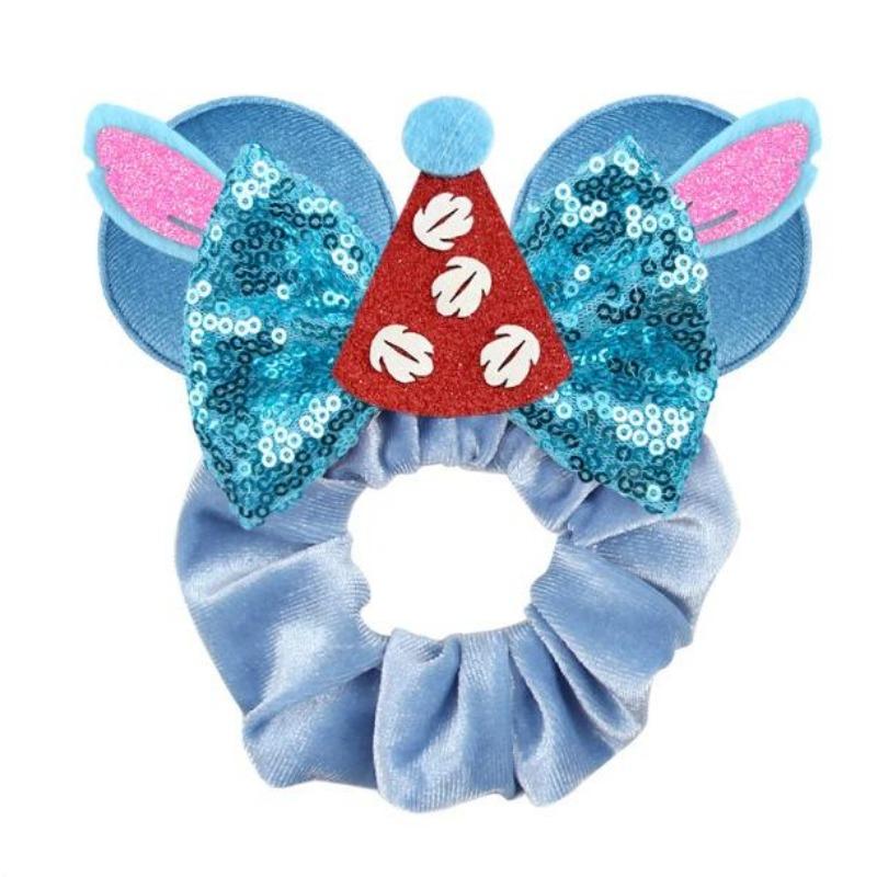 

Рождественские милые эластичные бархатные повязки на голову с ушками Диснея для девочек, с пайетками, банты 4 дюйма, женский фестивальный аксессуар для волос для путешествий, для DIY
