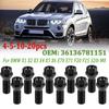 For BMW 1 3 5 7 Series X1 X3 X5 X6 F20 F30 F07 F25 E70 Car Wheel Lug Bolt Nuts New M14x1.25 36136781151 36136890324 4/5/10/20PCS