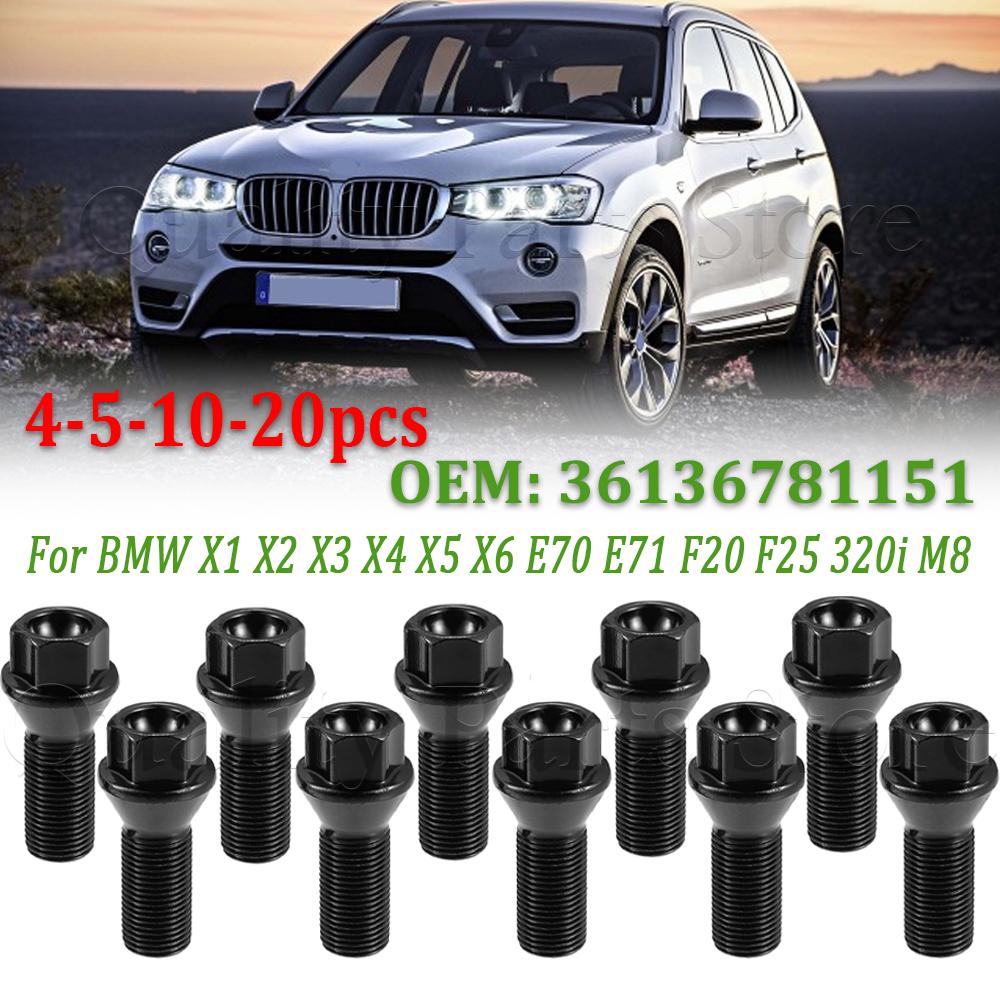 For BMW 1 3 5 7 Series X1 X3 X5 X6 F20 F30 F07 F25 E70 Car Wheel Lug Bolt Nuts New M14x1.25 36136781151 36136890324 4/5/10/20PCS
