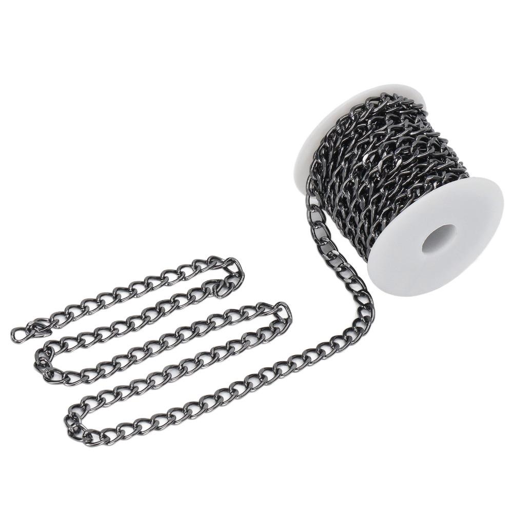 Black Plated Curb Chain Oval Links Chain Roll Jewelry Tools Chain Spool  DIY Crafts