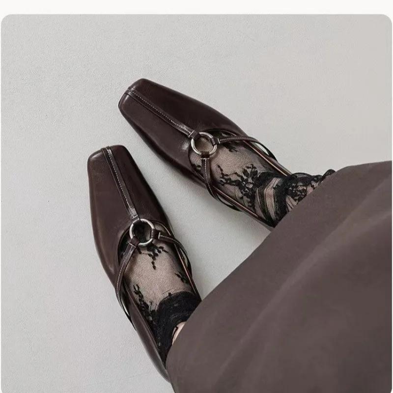 Fashion 2024 Hot Sale Ladies Shoes Shallow Women's High Heels Fashion Metal Decoration Daily Pumps Women New Square Toe Heels Women