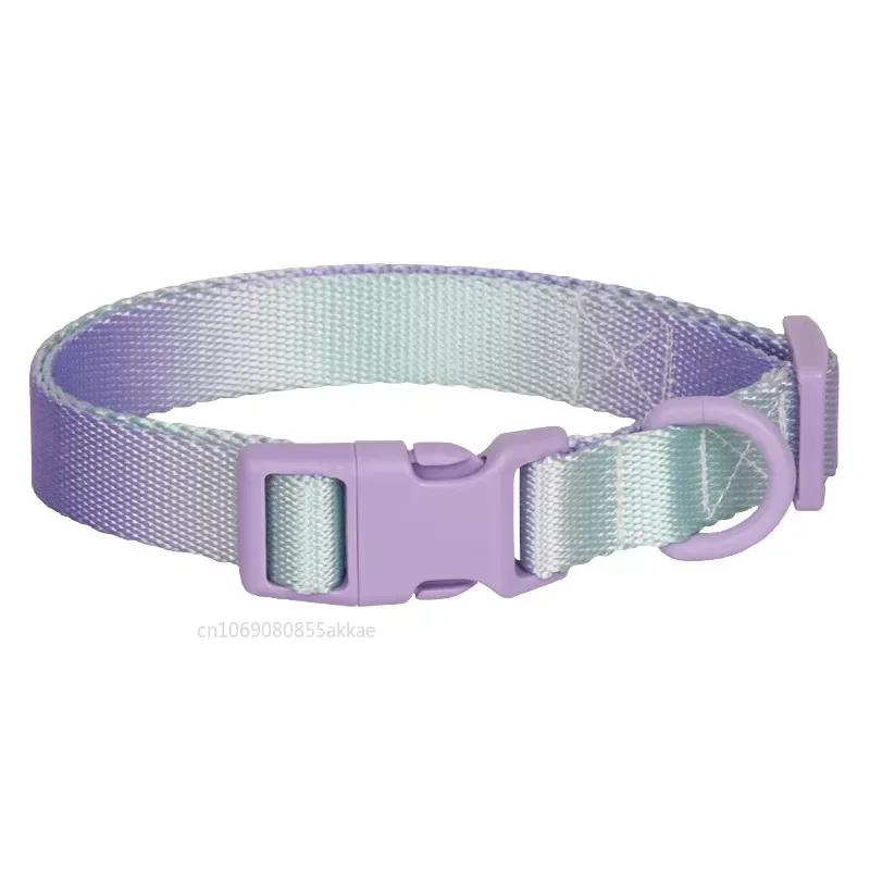 Nylon Dog Collar Adjustable Cat Small Dog Collars Gradient Pet Necklace Fashion Collars Accessories for Small Medium Large Dogs S зелёный