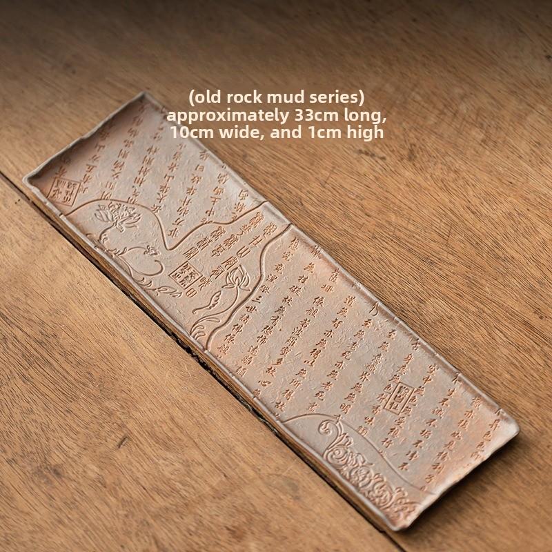 Handmade Rock Texture Tea Tray Dry Brew Chapan Coarse Pottery Chinese Zen Style for Gongfu Tea Ceremony Desktop Board