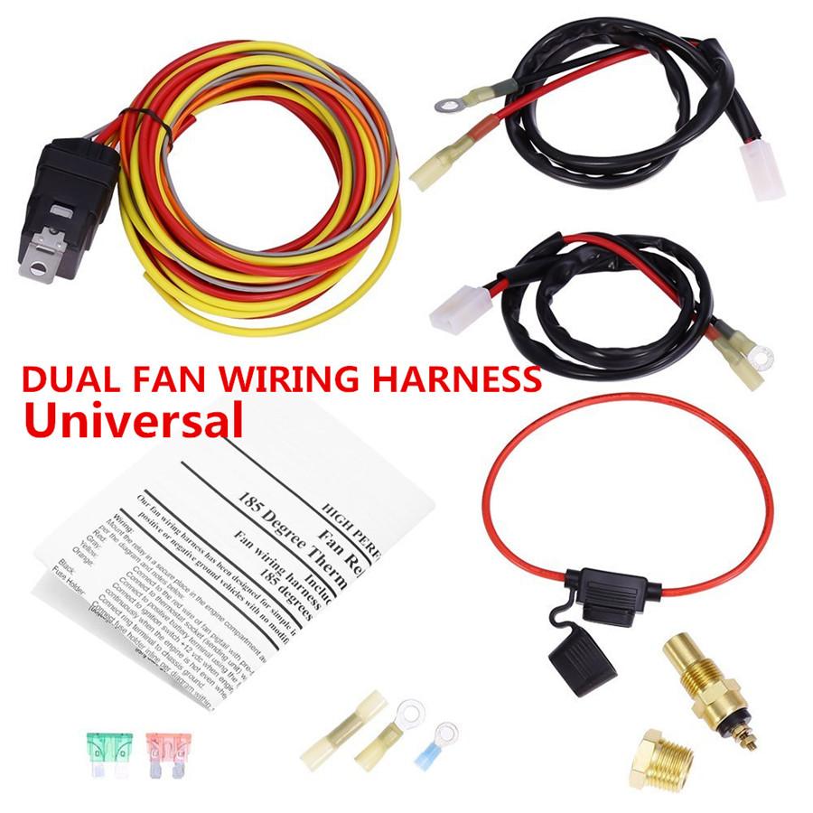 12V Electric Fan Wiring Harness Kit W/ Relay Sending Unit & Circuit Breaker 12V