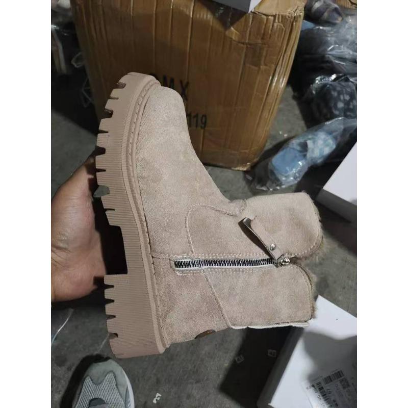 New Velvet Thickened Warm Short Snow Boots Women's Cross-border Cloth Side Zipper Round Head Large Size Short Boots