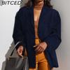 BITCED Spring Ladies' Vintage-Inspired Loose-Fit Pocket Suede Long-Sleeved Blazer