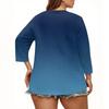 Damen 3/4 Ärmel Tops Übergröße Button-Down V-Ausschnitt Hemden Blusen Lässig Druck Locker