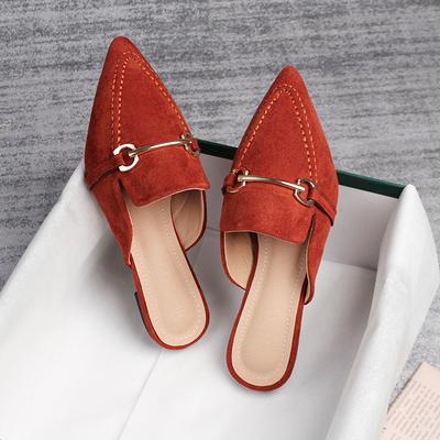 Spring New Women 'S Mules Pointed Slippers Outdoors Muller Fashion Metal Design Office Casual Shoes Large Size 41 -43