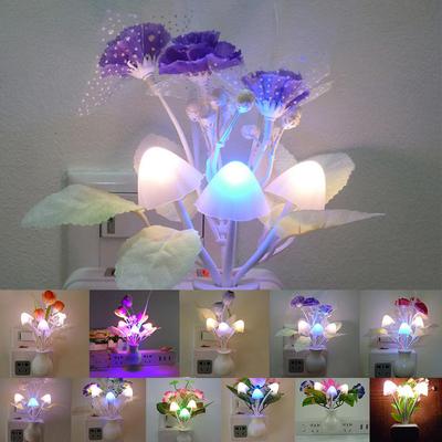 Seven Color Automatic Color Change US Plug Induction Dream Mushroom Fungus Luminaria Lamp 220V LED Flower