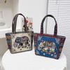 Embroidered Canvas Tote Bag - Chinese Style for University Women
