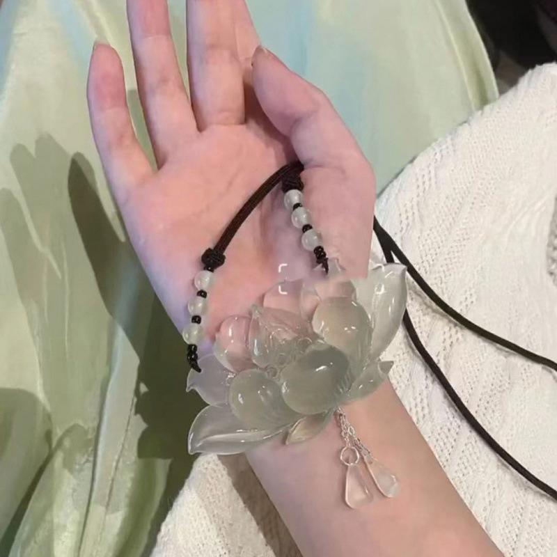 

Кулон-подвеска Ледяной нефрит лотос в древнекитайском стиле, ожерелье, аксессуары для древнего костюма ханьфу для девушки as the picture