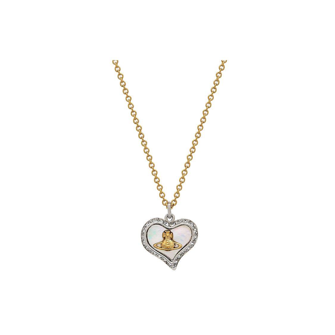 

Vivienne Westwood Casual Heart Planet Logo Brass Necklace Women necklace 63020103-02P276 Box