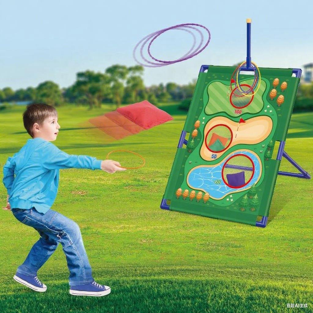 Golf Cloth Rack Sandbag Ring 3in1 Throwing Game Practice Mat Set Outdoor Sports Parent-Child Interactive Toys Golf Game Christma