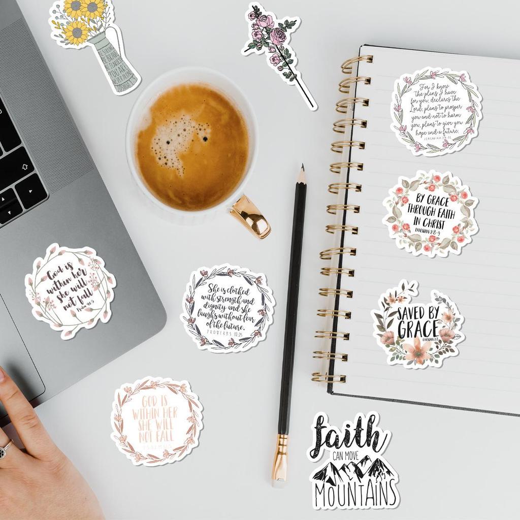 50 Inspirational Graffiti Text Stickers - Waterproof & Creative for Water Bottles, Luggage