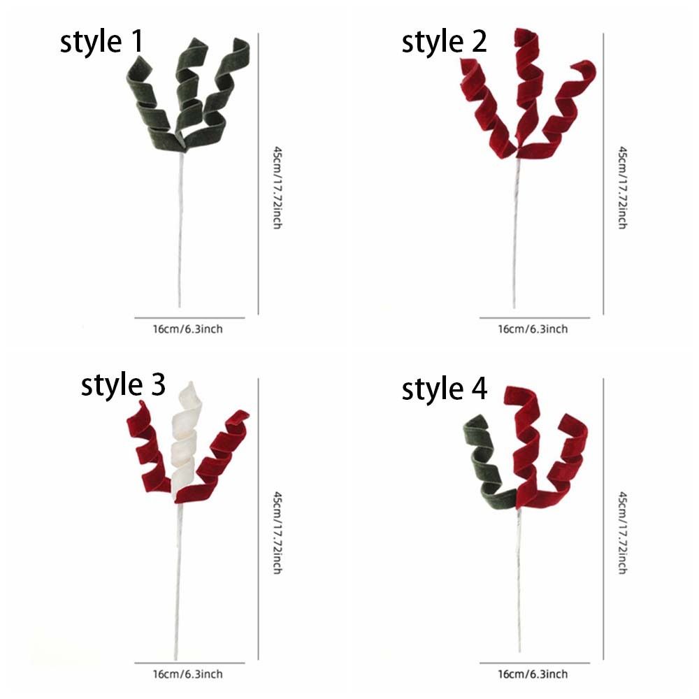 Realistic Christmas Velvet Stem Handmade Xmas Tree Ornaments  Party Supplies