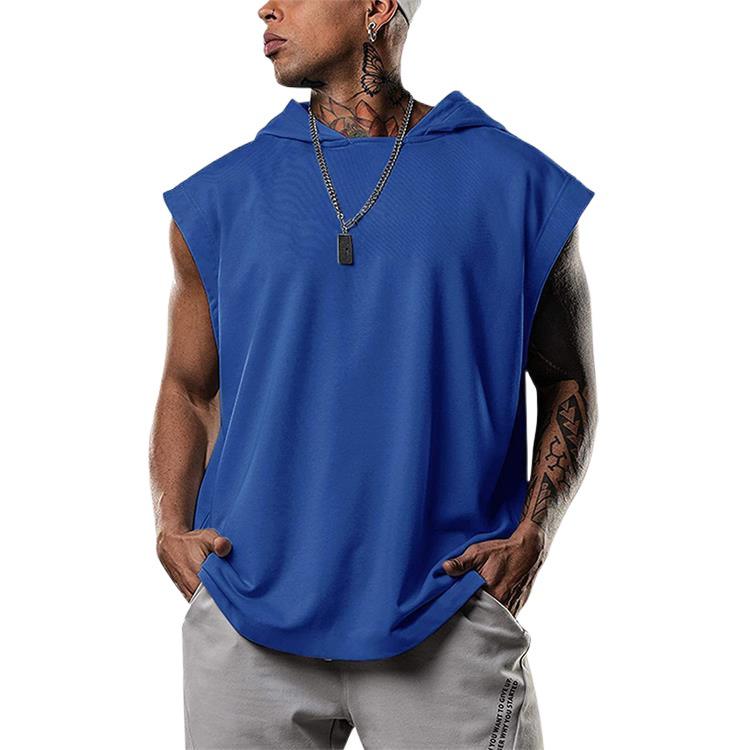 Men's Sleeveless Hooded Sports Vest - Casual European & American Style, Plus Size, Loose Fit