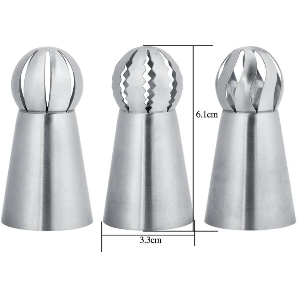3 Stück/Set Edelstahl Gebäckbrenner Zuckerguss Düsenspitzen zum Verzieren von Cupcakes und Kuchen, zum Herstellen von Windbeuteln, Backküchenwerkzeuge