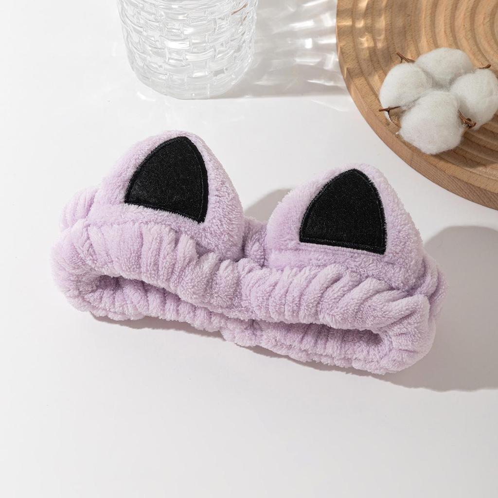 Korean Style Cartoon Cat Ears Coral Fleece Non-Slip Hair Tie Headband for Women