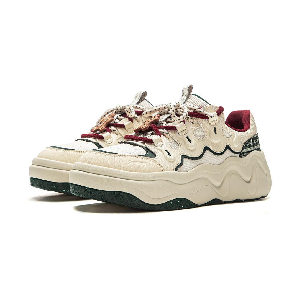 Li Ning Cheese 3.0 Slip Resistant Cushioning Abrasion Resistant Lightweight Low Top Skateboard Shoes Women's Ecru AGCV346-2